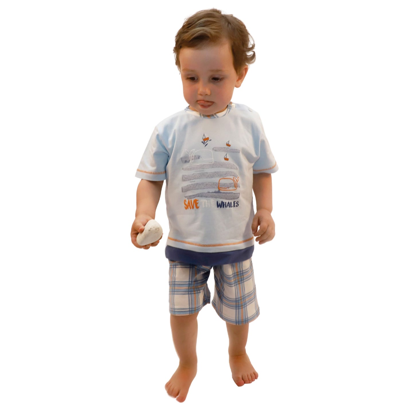 Sónia Pijama Criança Manga Curta Baleia Azul