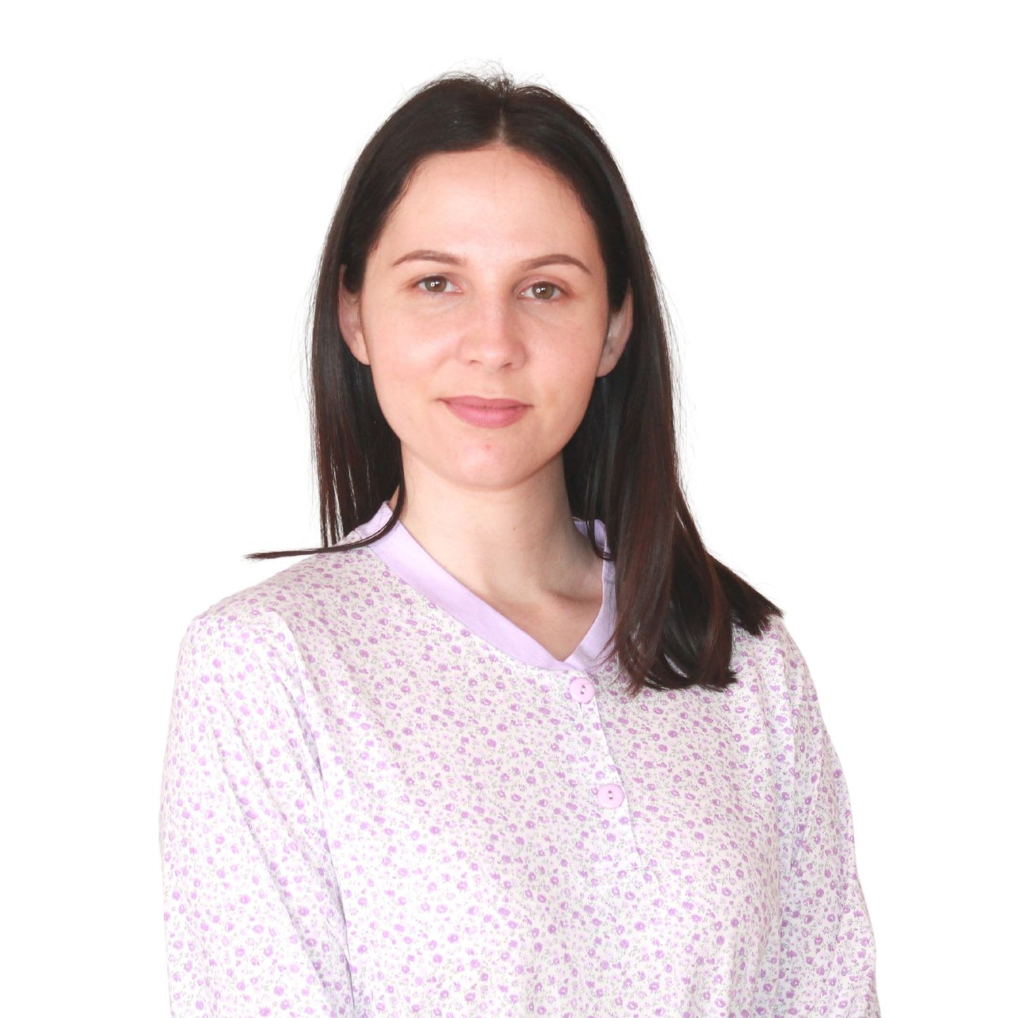 Loja Do Pijama Mulher Manga Comprida com Padrão Lilás