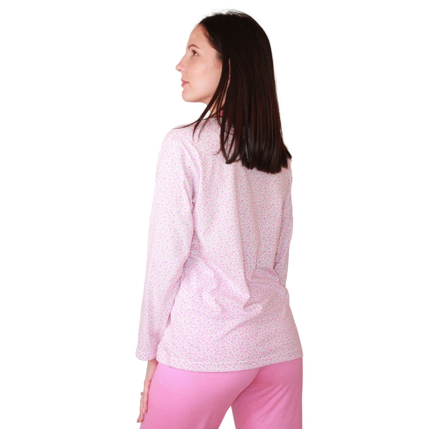 Loja Do Pijama Mulher de Manga Comprida com Padrão Rosa