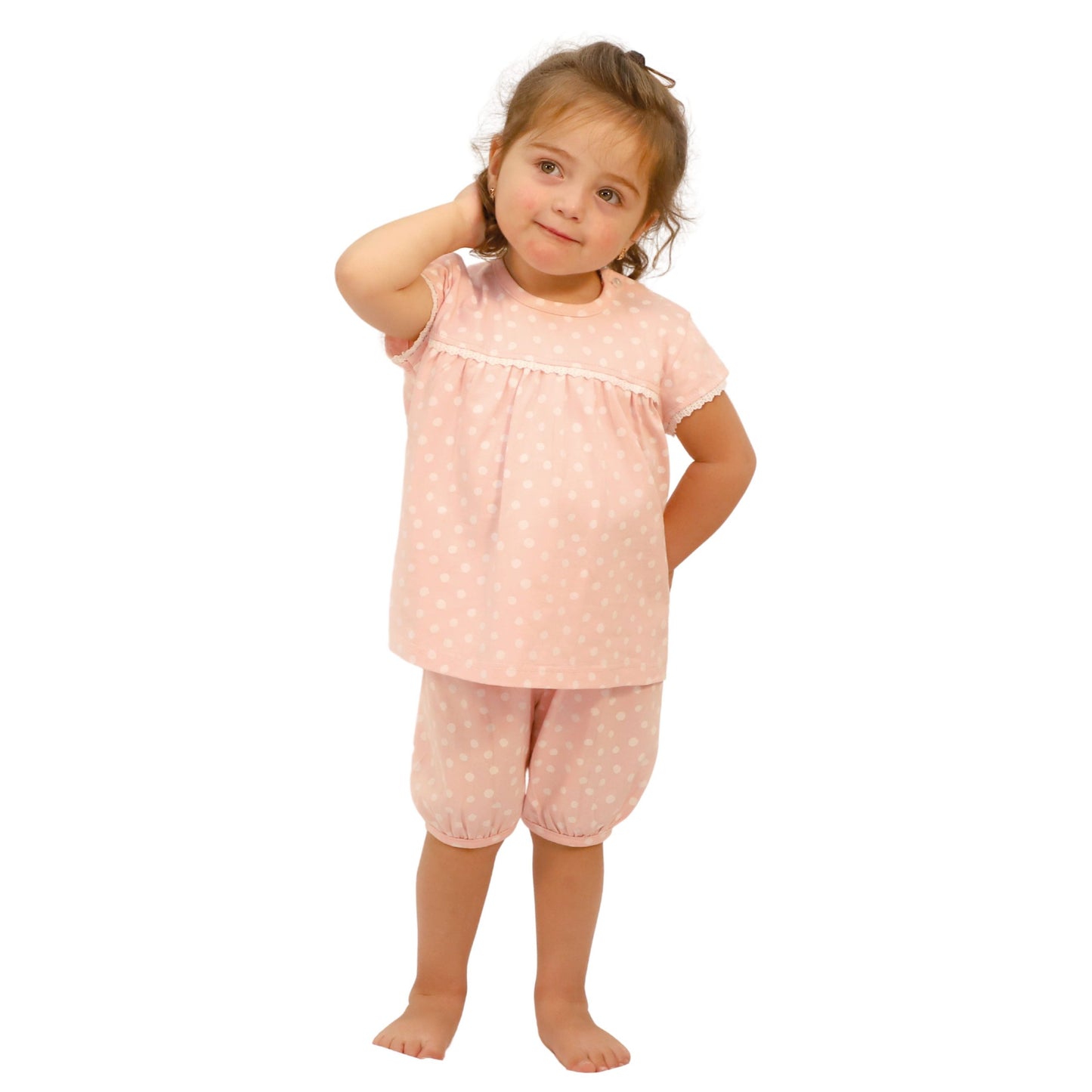 Sónia Pijama Criança Manga Curta Bolinhas Rosa