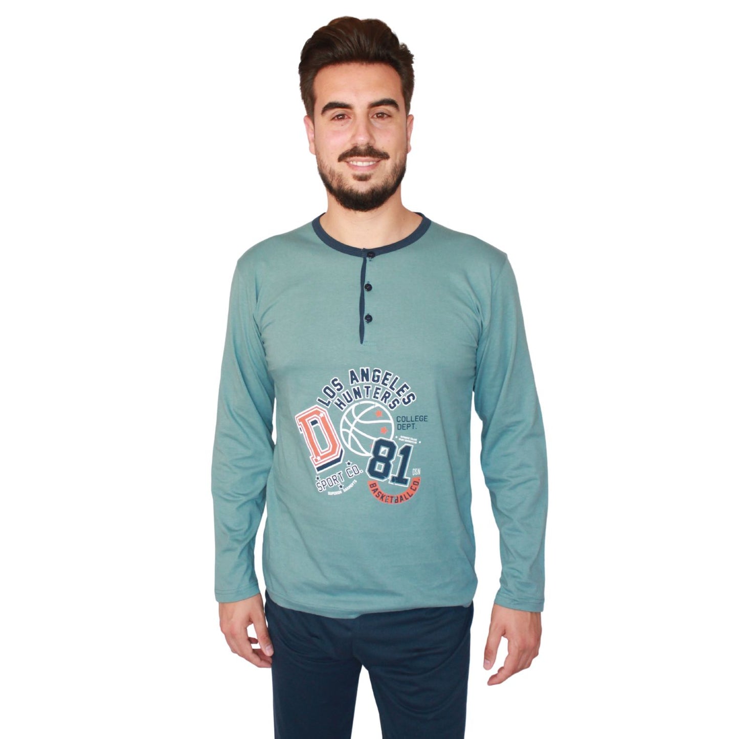 Desana Pijama Homem Manga Comprida Los Angeles Azul Petróleo