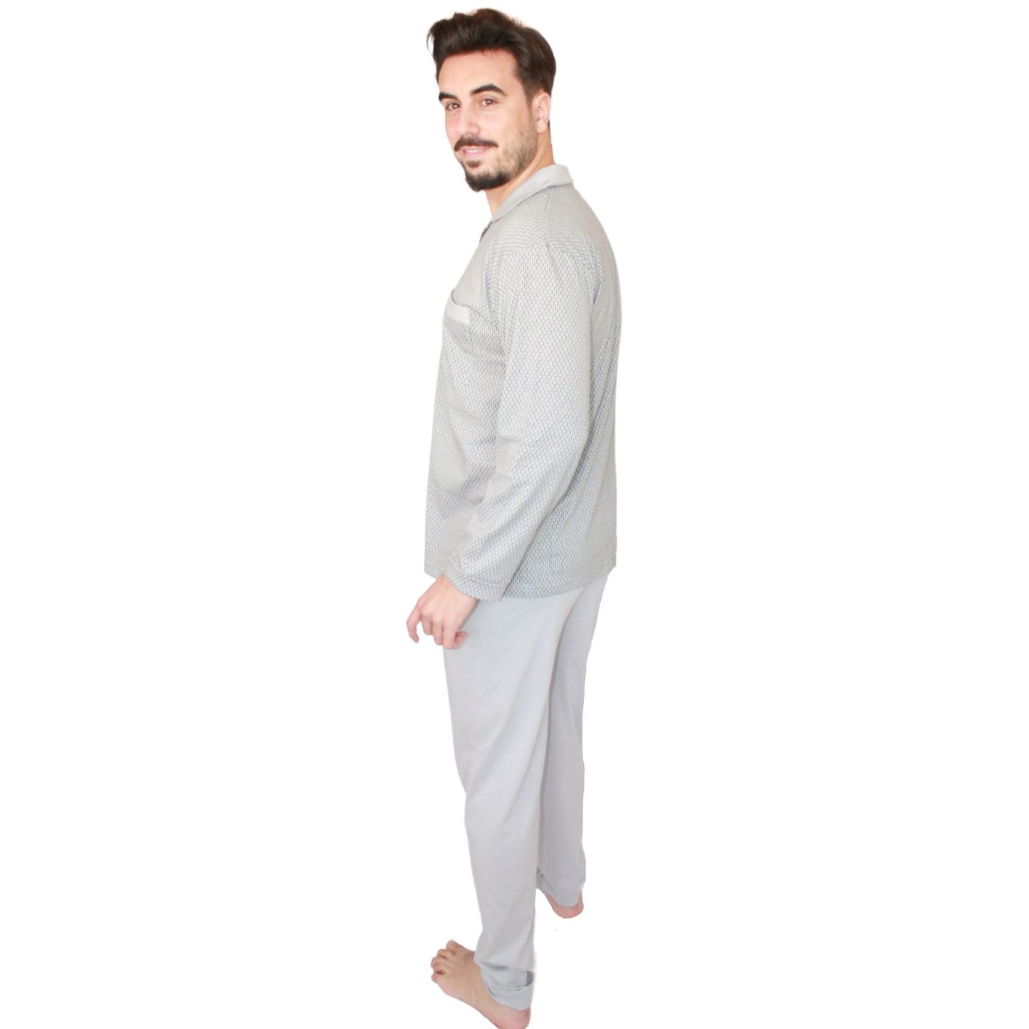 Desana Pijama Camiseiro Homem Manga Comprida Cinzento