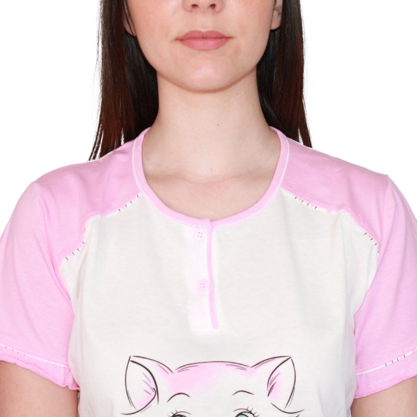 Desana Pijama Mulher de Manga Curta com Gatinho Rosa