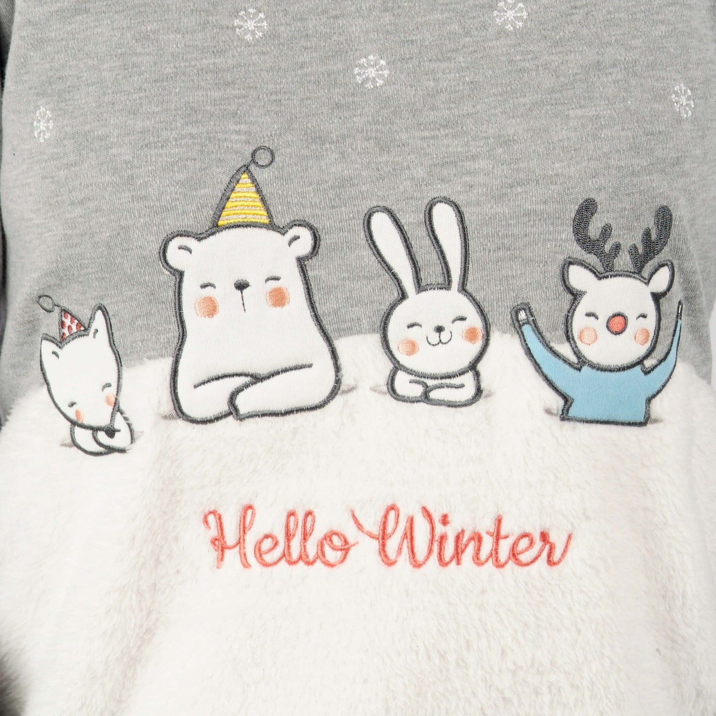 Sónia Pijama Mulher Cardado de Manga Comprida Hello Winter Cinzento