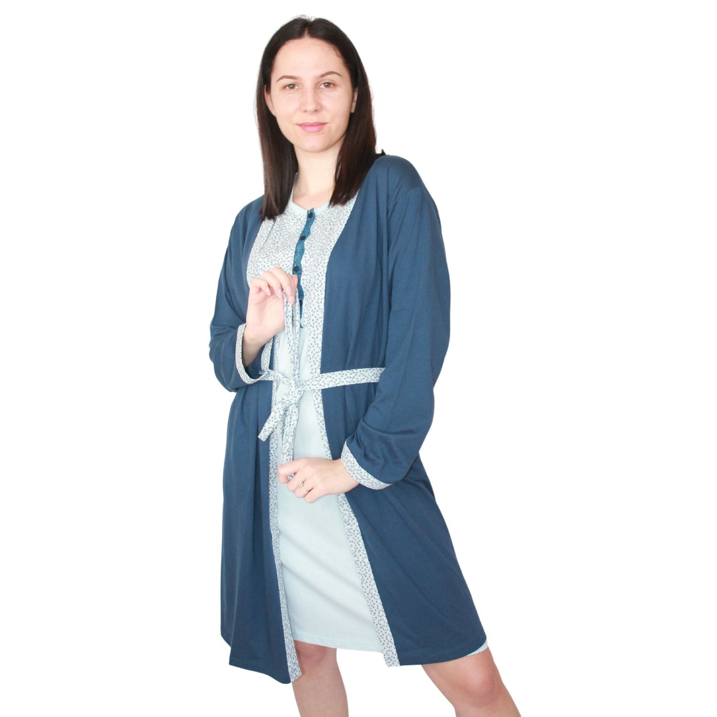 MCOVA Robe Mulher Manga Comprida Azul Marinho