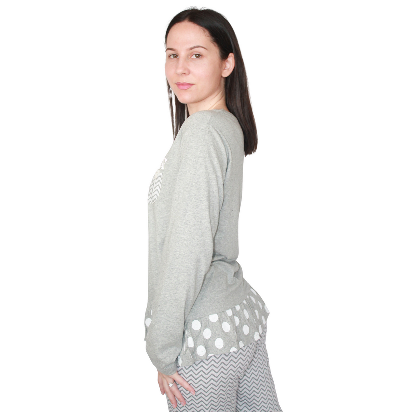 Mcova Pijama Mulher de Manga Comprida com Coelhinho Cinzento