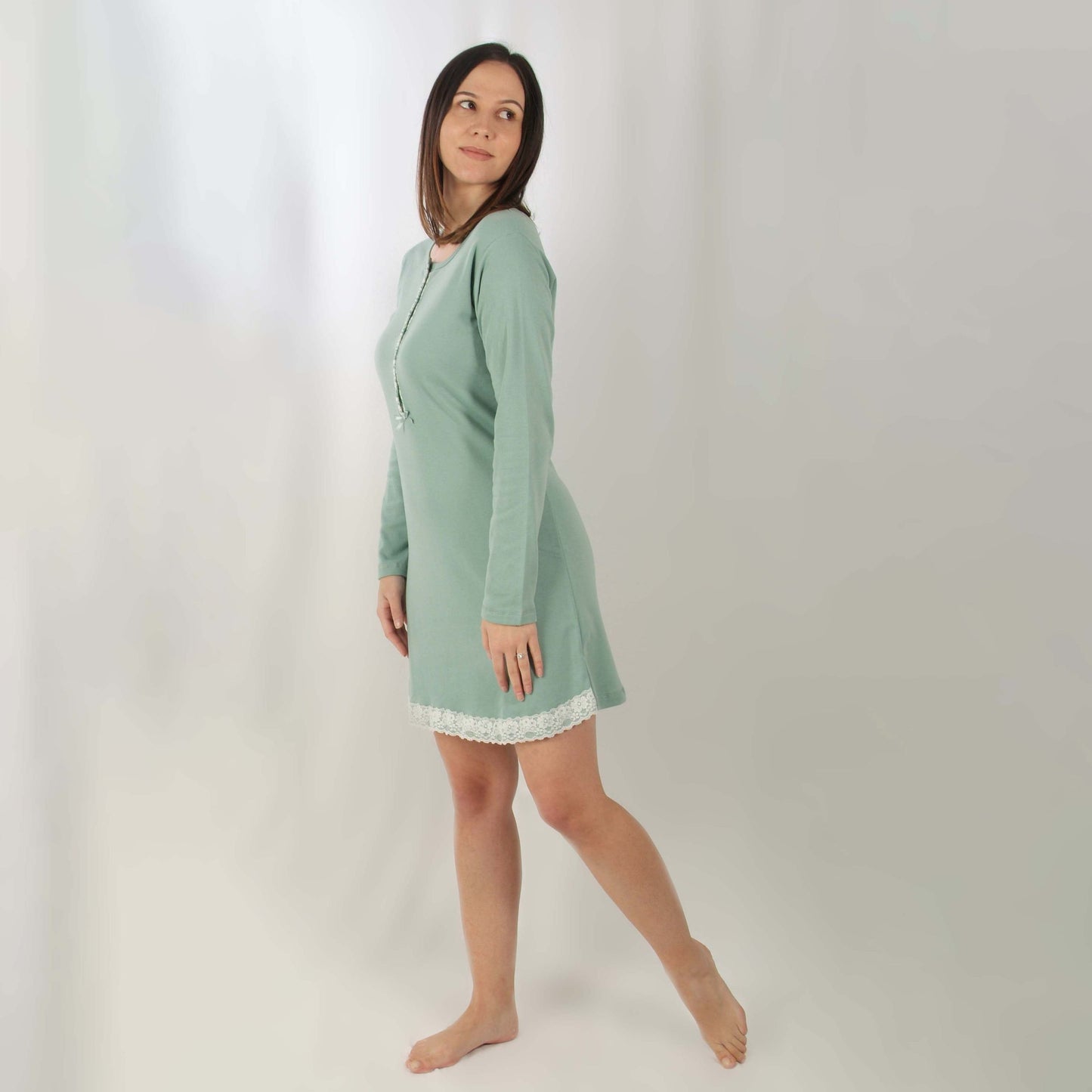 Dotti Camisa de Maternidade Cardada de Manga Comprida Verde