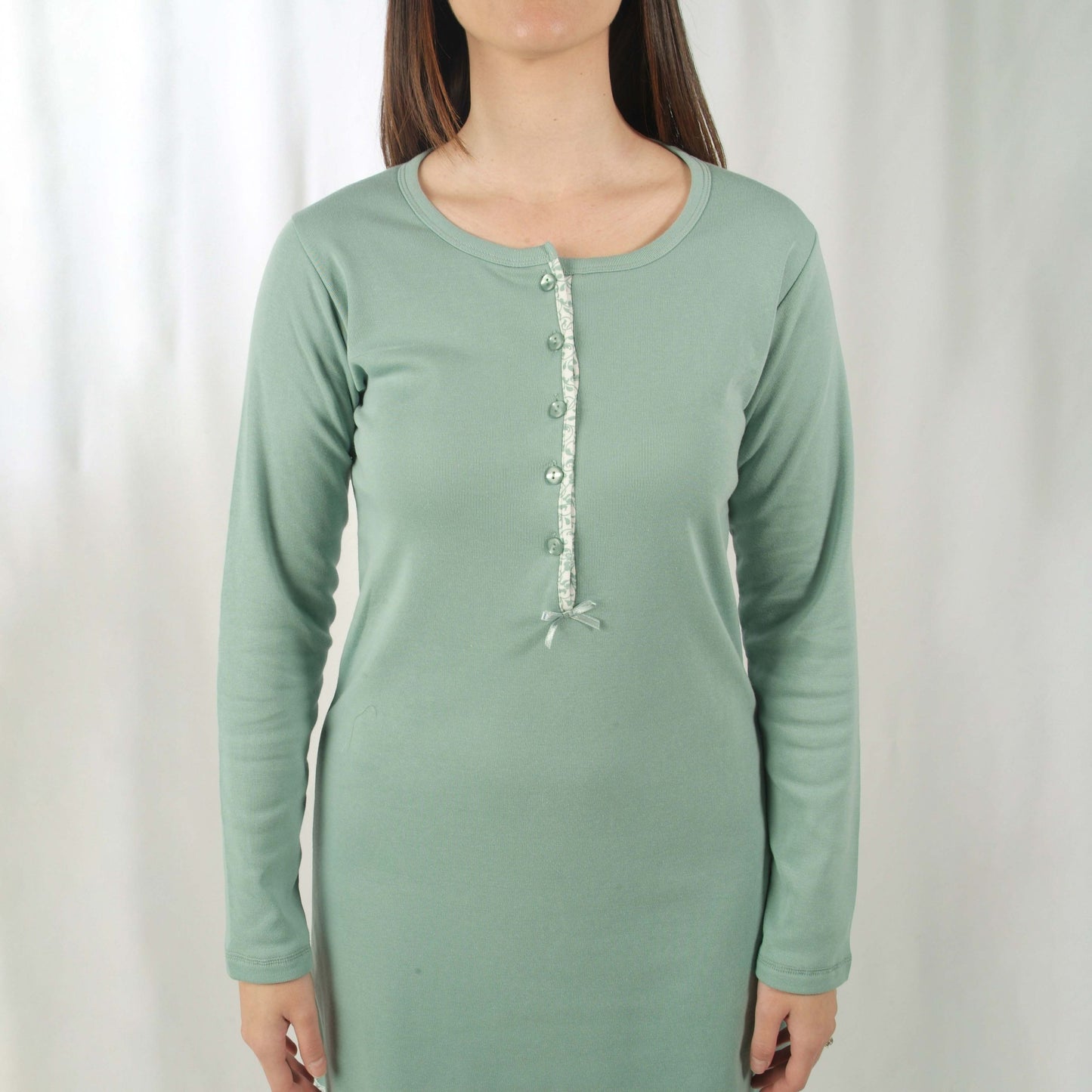 Dotti Camisa de Maternidade Cardada de Manga Comprida Verde