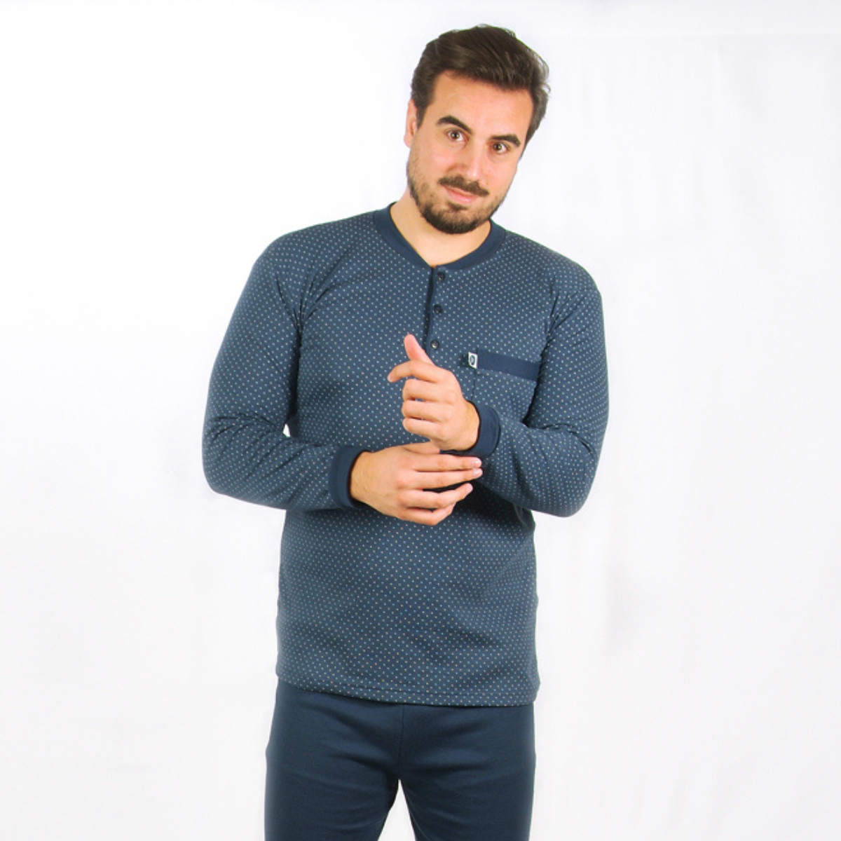 Desana | Pijama Cardado de Manga Comprida - Homem - Azul