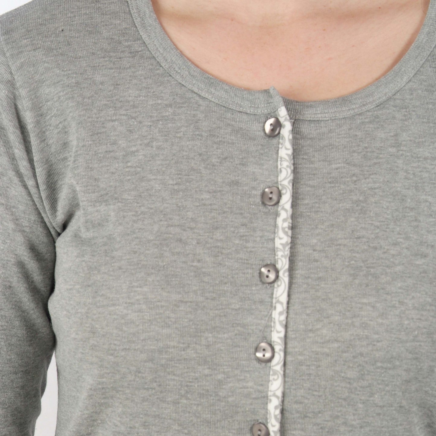 Dotti Camisa de Maternidade Cardada de Manga Comprida Cinzenta