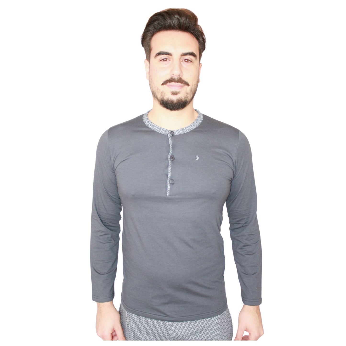 Sotela Pijama Homem Manga Comprida Cinzento