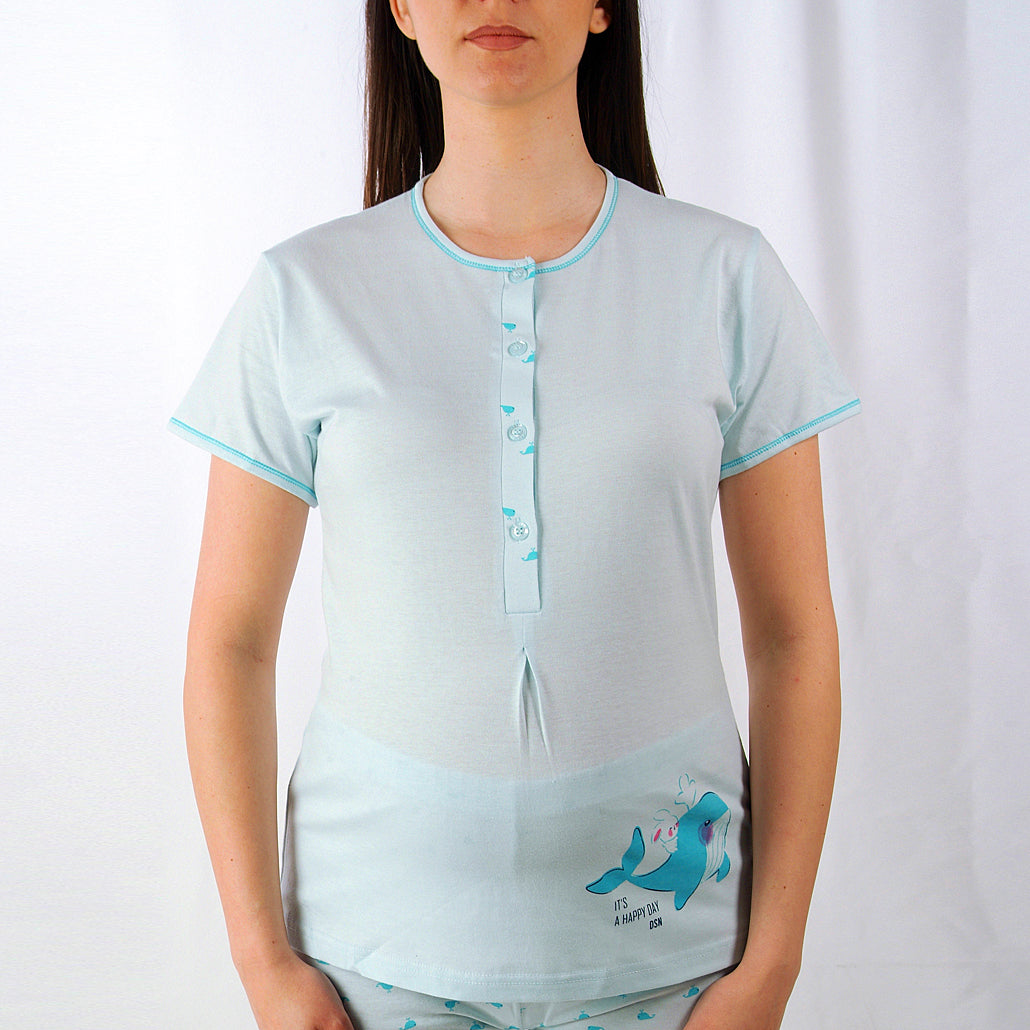 Desana | Pijama Maternidade de Manga Curta- Mulher- Azul