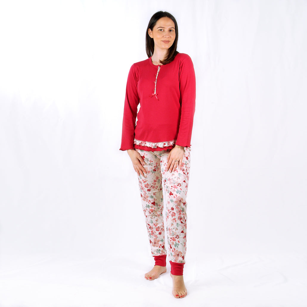 Dotti | Pijama Mulher de Manga Comprida – Vermelho