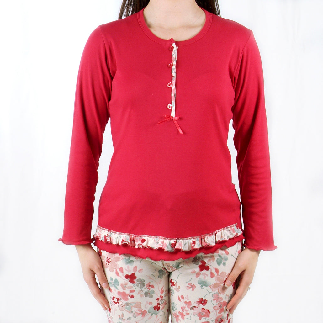 Dotti | Pijama Mulher de Manga Comprida – Vermelho