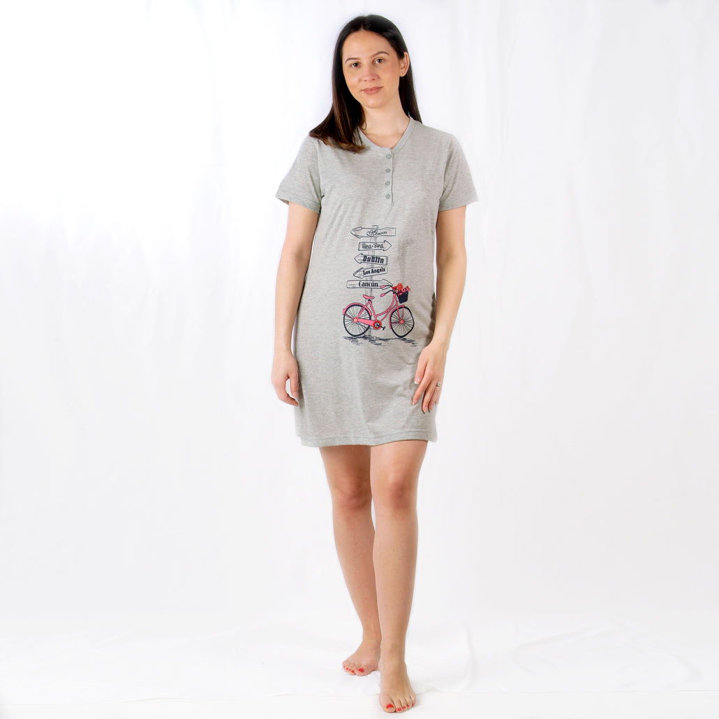 Loja do Pijama | Camisa de Maternidade Manga Curta – Mulher - Cinzento