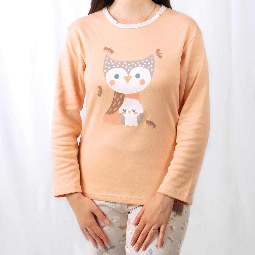 Loja do Pijama | Pijama Cardado de Manga Comprida Mocho – Mulher – Salmão