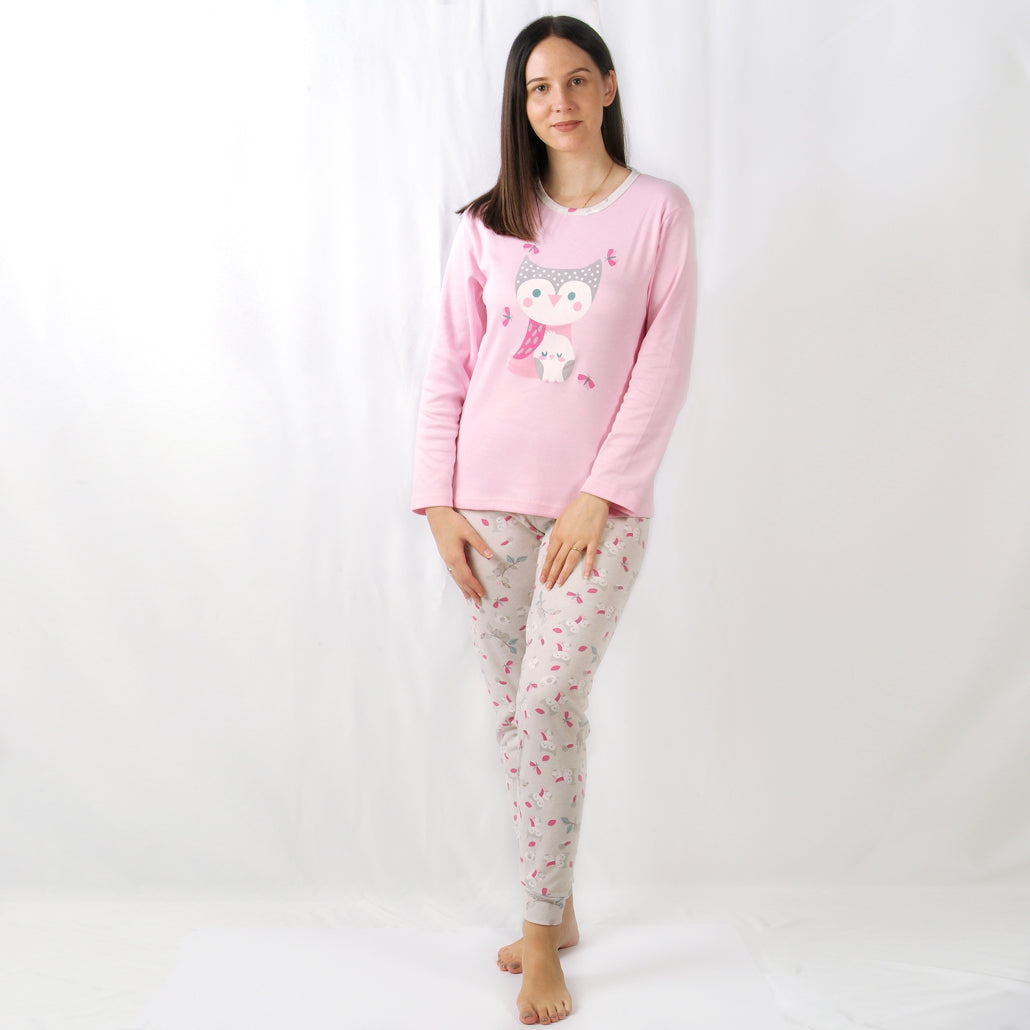 Loja do Pijama | Pijama Cardado de Manga Comprida Mocho – Mulher – Rosa