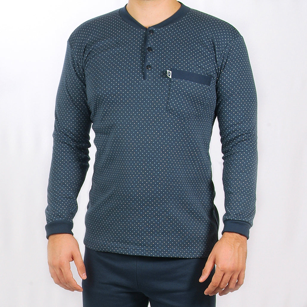 Desana | Pijama Cardado de Manga Comprida - Homem - Azul