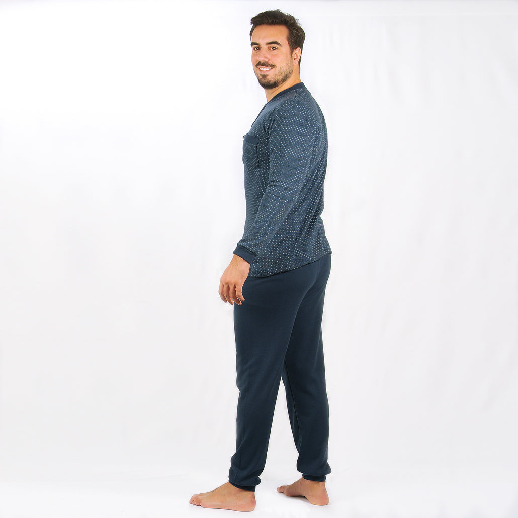 Desana | Pijama Cardado de Manga Comprida - Homem - Azul