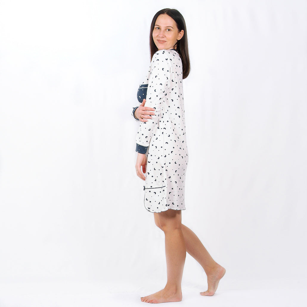 Desana | Camisa de Maternidade Manga Comprida – Mulher – Azul