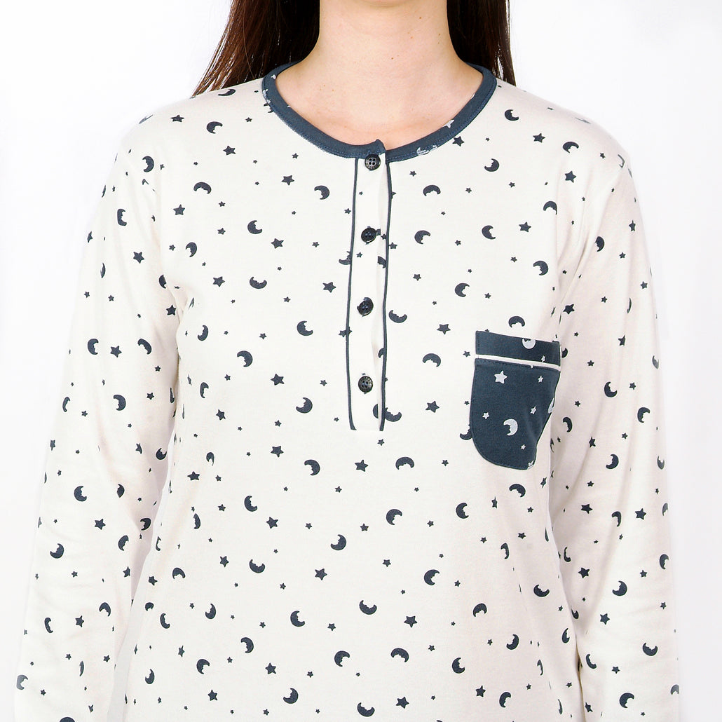 Desana | Camisa de Maternidade Manga Comprida – Mulher – Azul