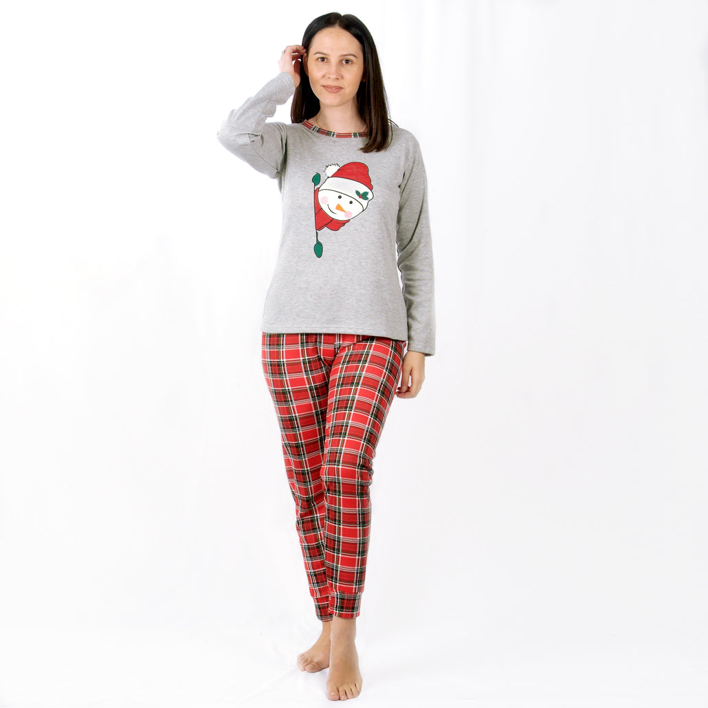 Loja do Pijama | Pijama de Natal Cardado– Manga Comprida – Mulher – Vermelho