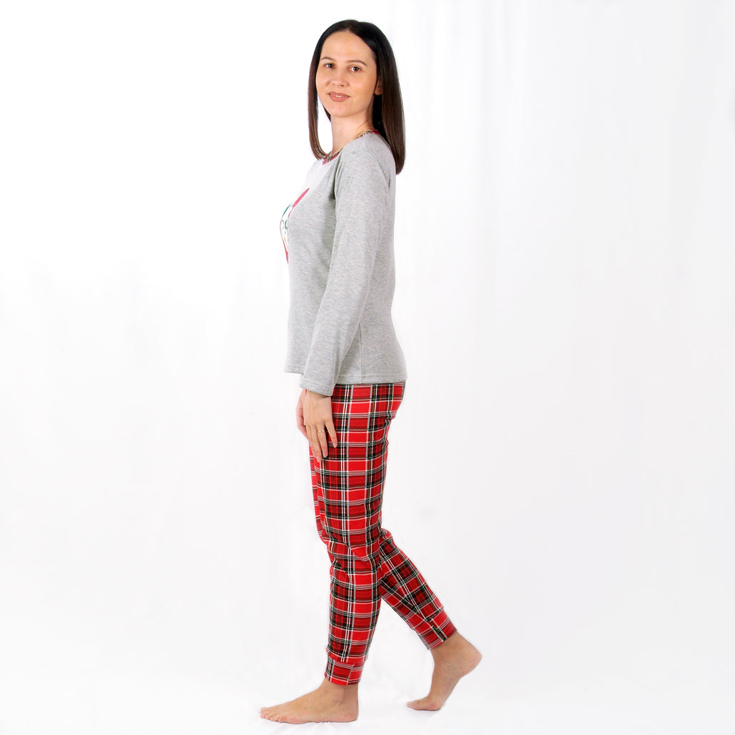 Loja do Pijama | Pijama de Natal Cardado– Manga Comprida – Mulher – Vermelho