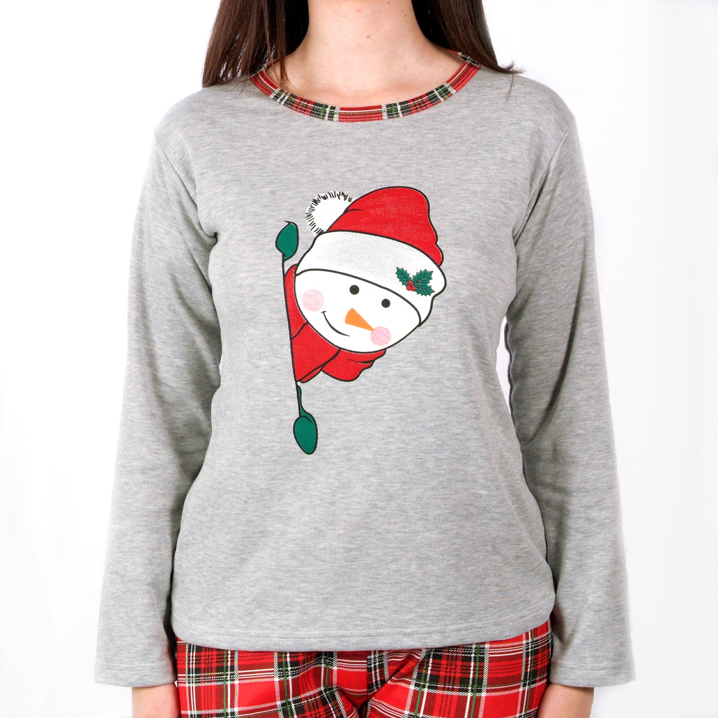 Loja do Pijama | Pijama de Natal Cardado– Manga Comprida – Mulher – Vermelho