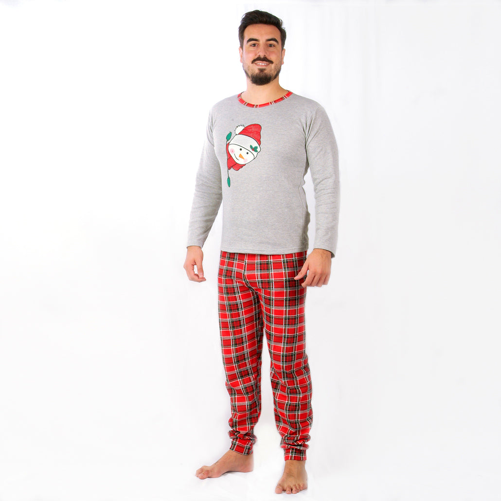 Loja do Pijama | Pijama de Natal Cardado– Manga Comprida – Homem – Vermelho