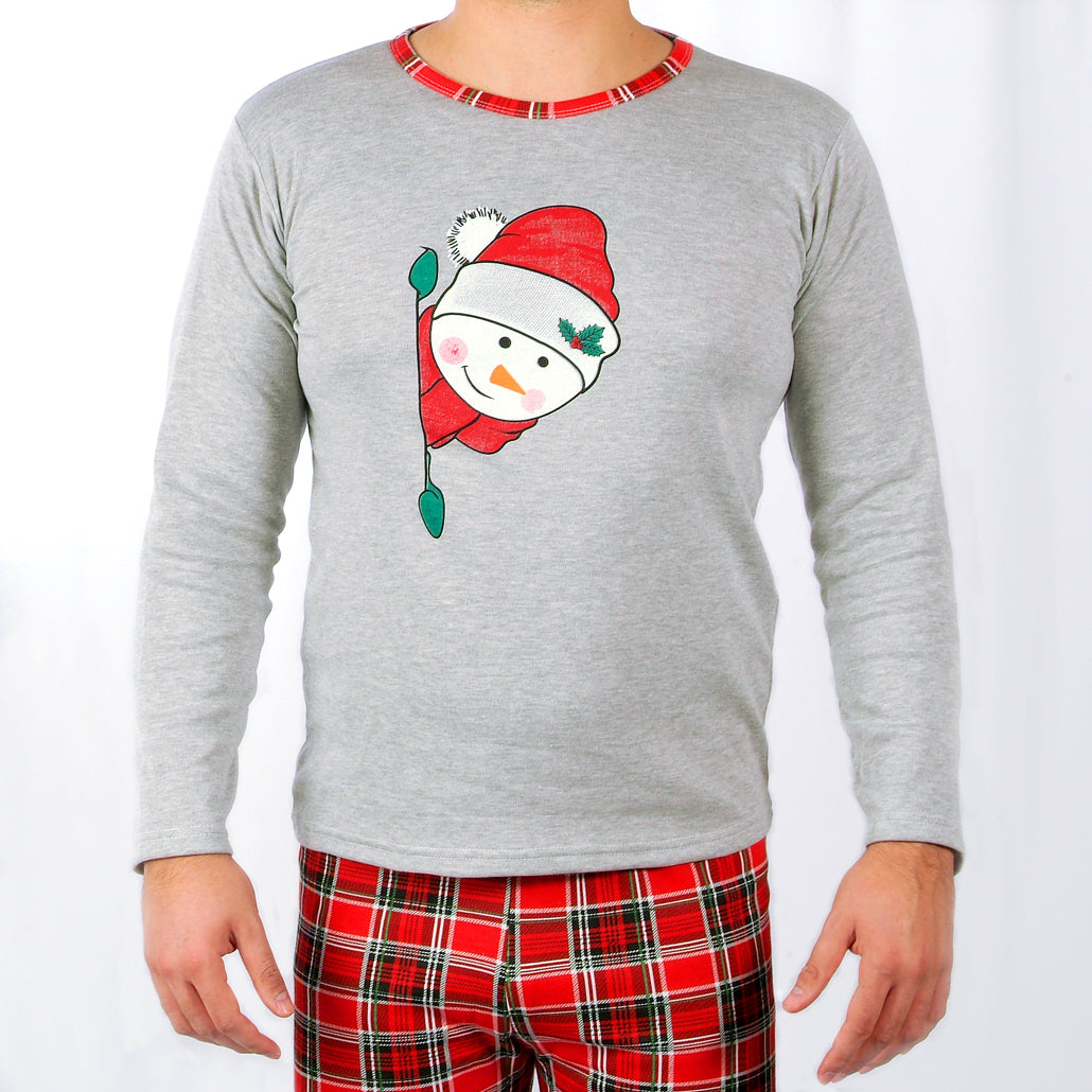 Loja do Pijama | Pijama de Natal Cardado– Manga Comprida – Homem – Vermelho
