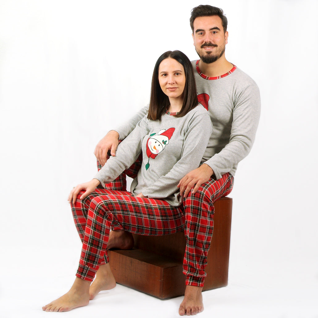 Loja do Pijama | Pijama de Natal Cardado– Manga Comprida – Homem – Vermelho