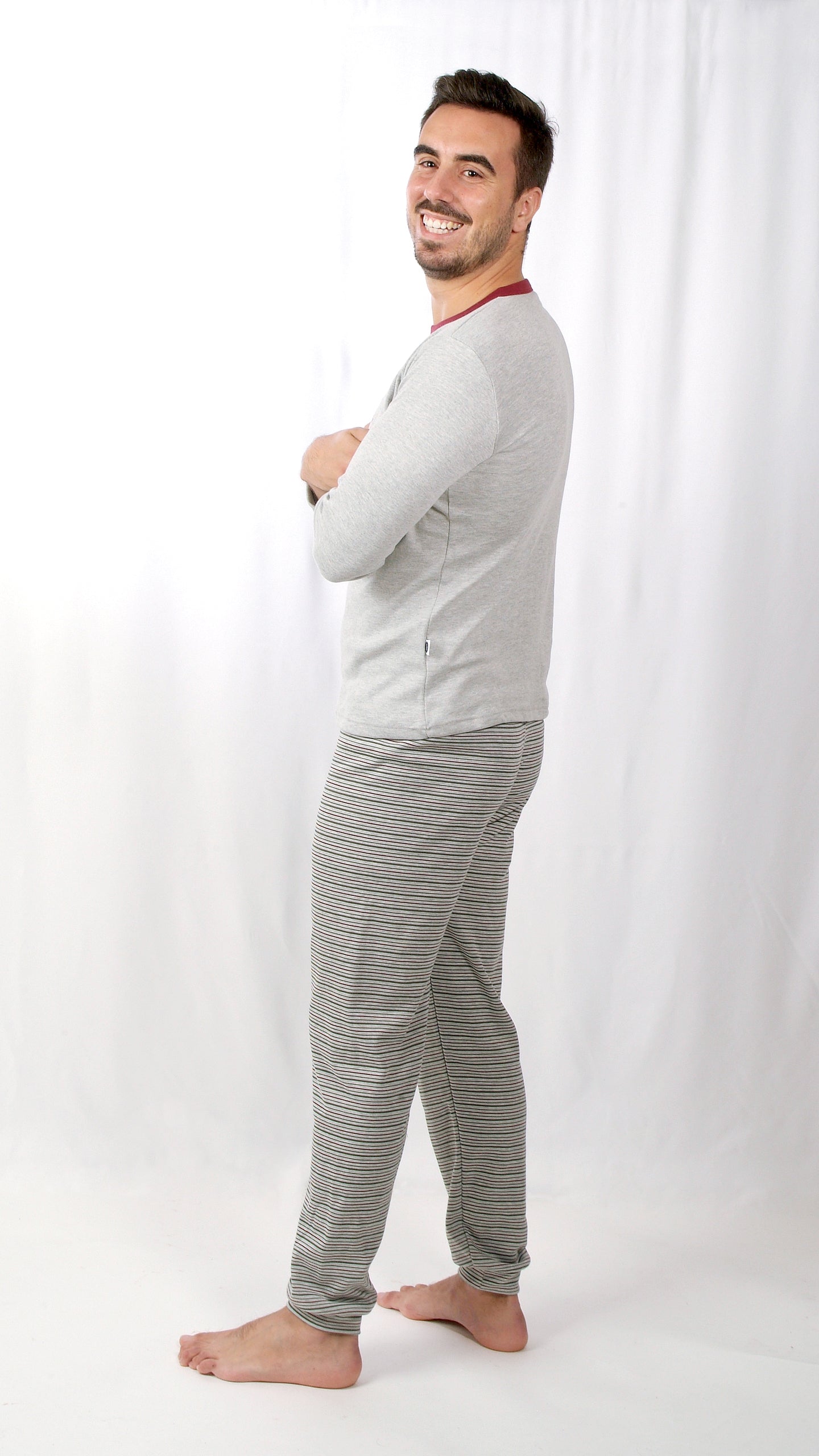 Desana Pijama Homem Cardado de Manga Comprida Aviões Vermelho