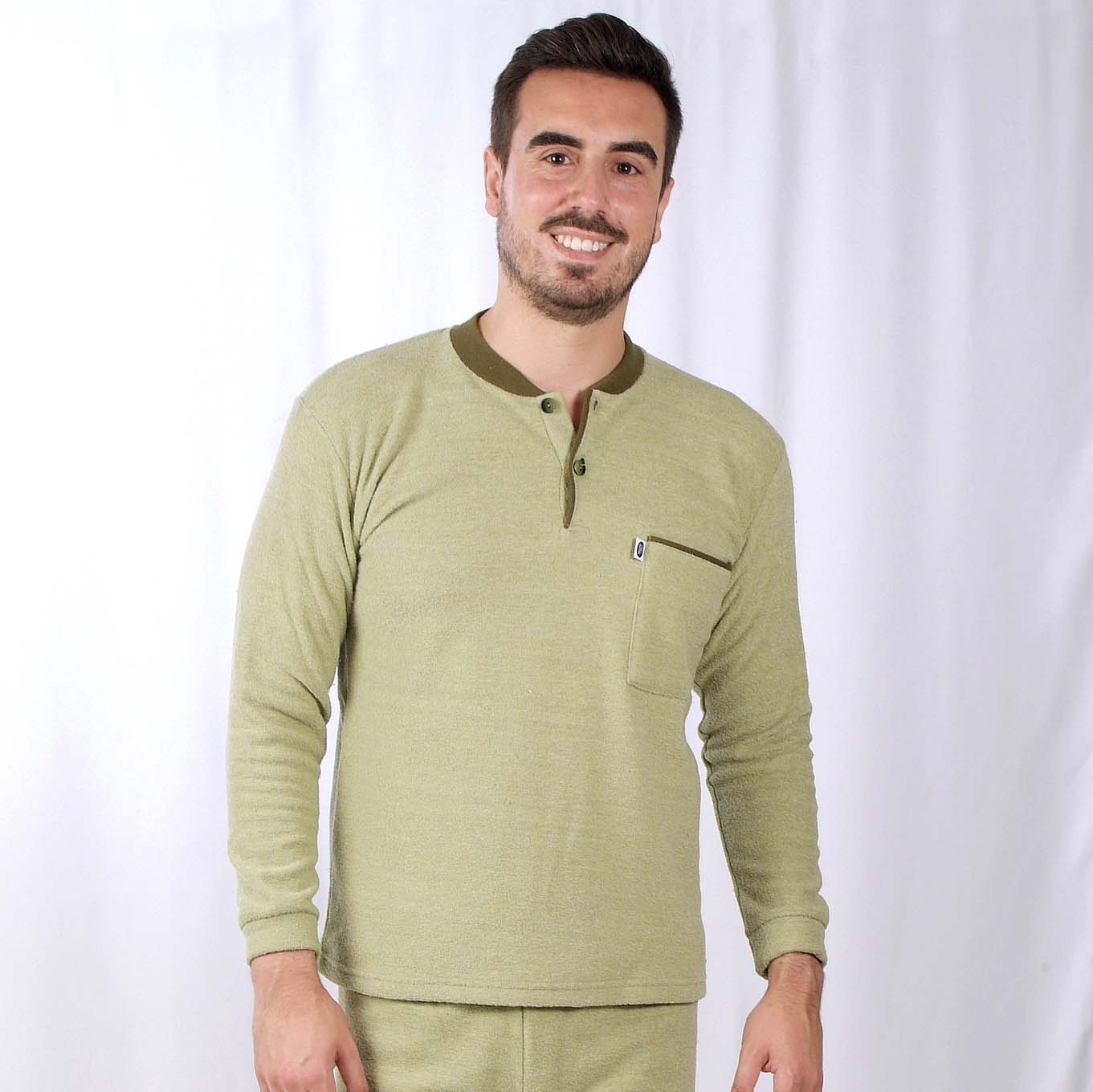Desana Pijama Homem Cardado de Manga Comprida Verde