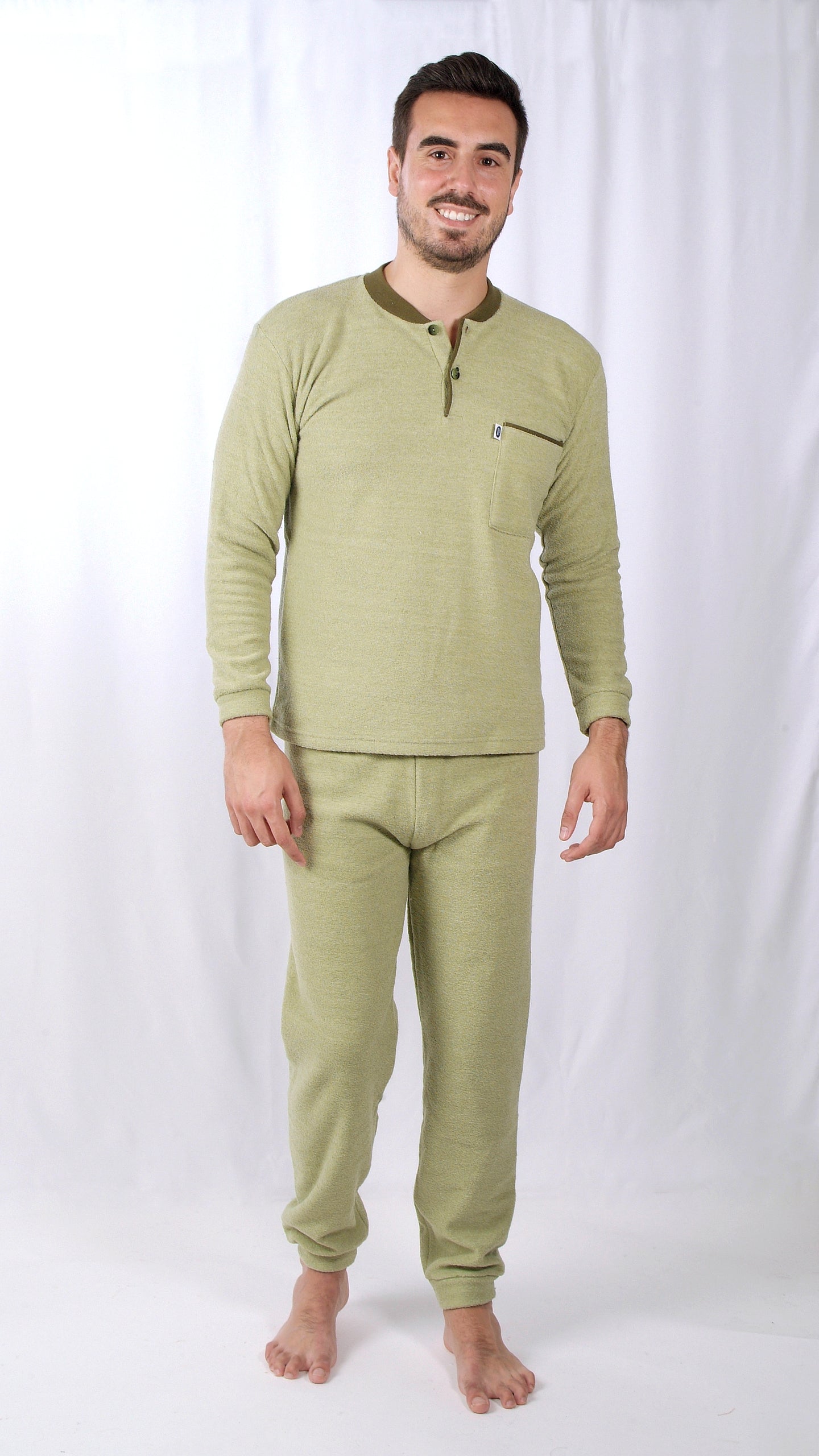 Desana Pijama Homem Cardado de Manga Comprida Verde