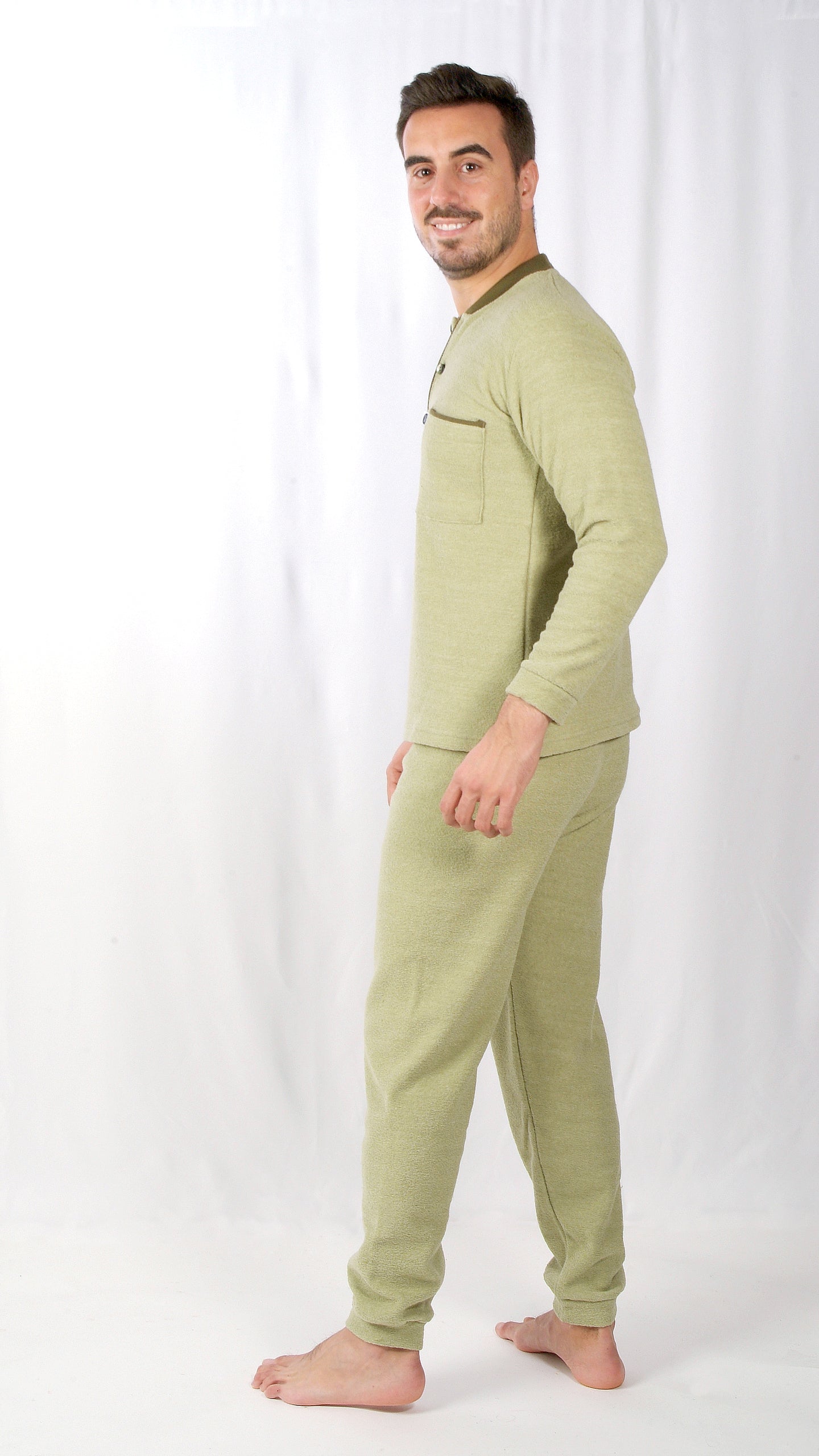 Desana Pijama Homem Cardado de Manga Comprida Verde
