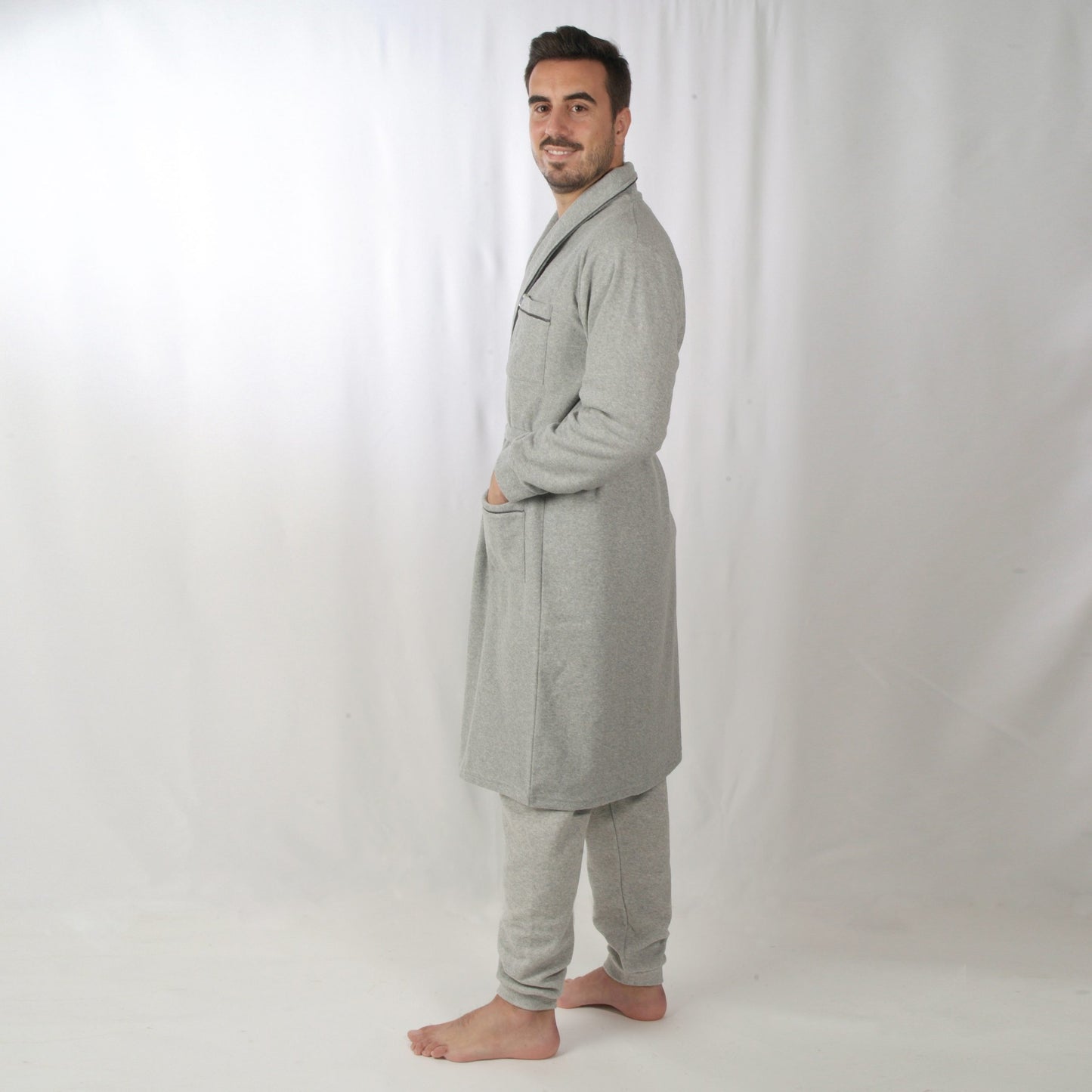 Desana Robe Homem Cardado Manga Comprida Cinzento
