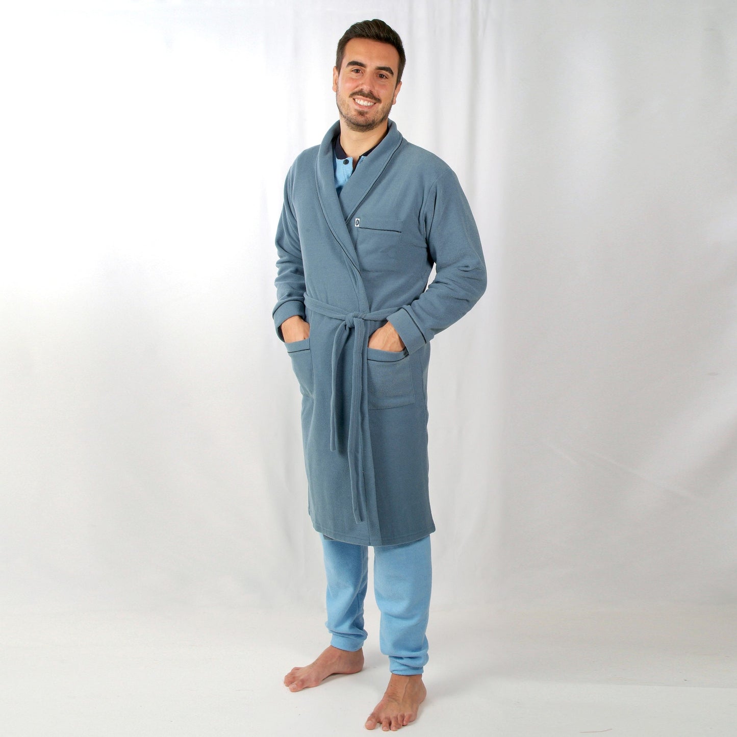 Desana Robe Homem Cardado Manga Comprida Azul Petróleo