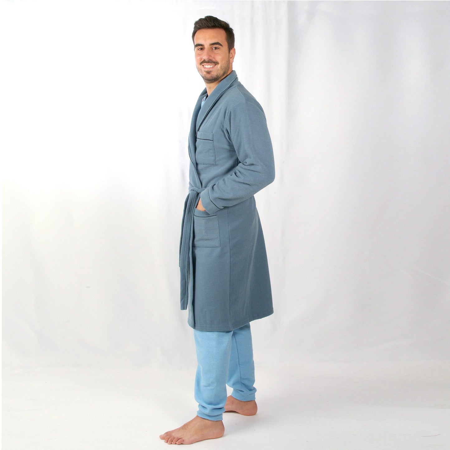 Desana Robe Homem Cardado Manga Comprida Azul Petróleo