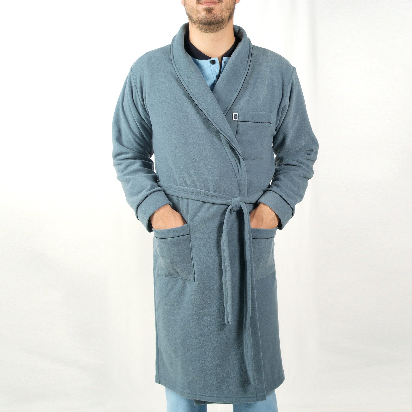 Desana Robe Homem Cardado Manga Comprida Azul Petróleo