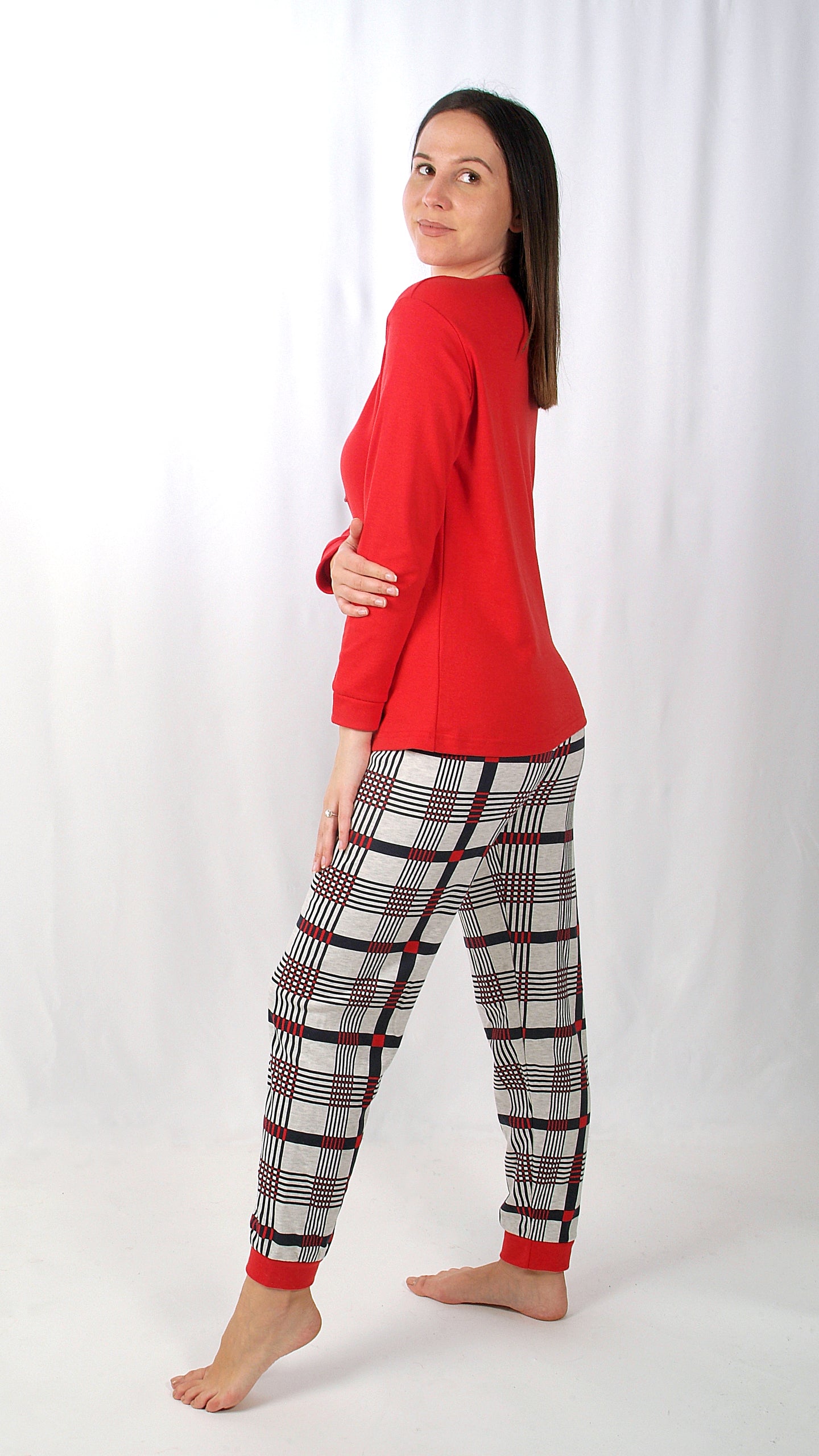 Desana Pijama Mulher Cardado de Manga Comprida Ursinho Vermelho