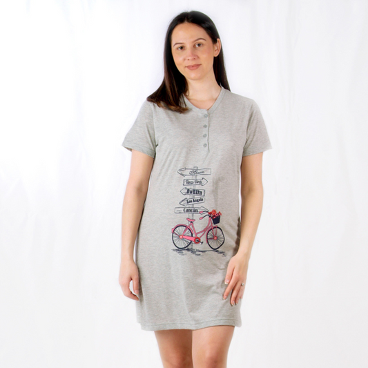 Loja do Pijama | Camisa de Maternidade Manga Curta – Mulher - Cinzento