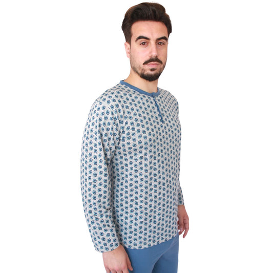 Loja Do Pijama Homem Manga Comprida Padrão Azul