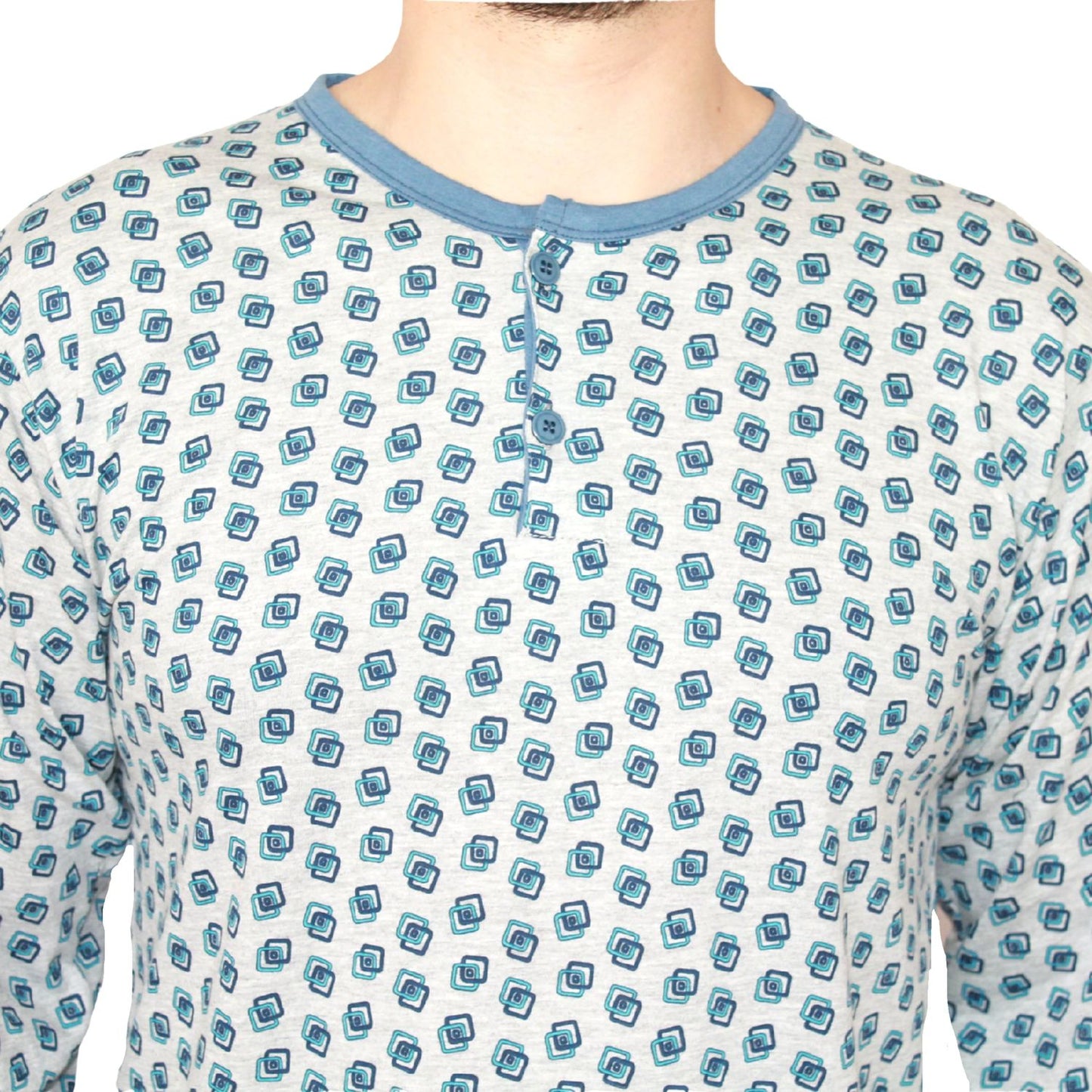 Loja Do Pijama Homem Manga Comprida Padrão Azul