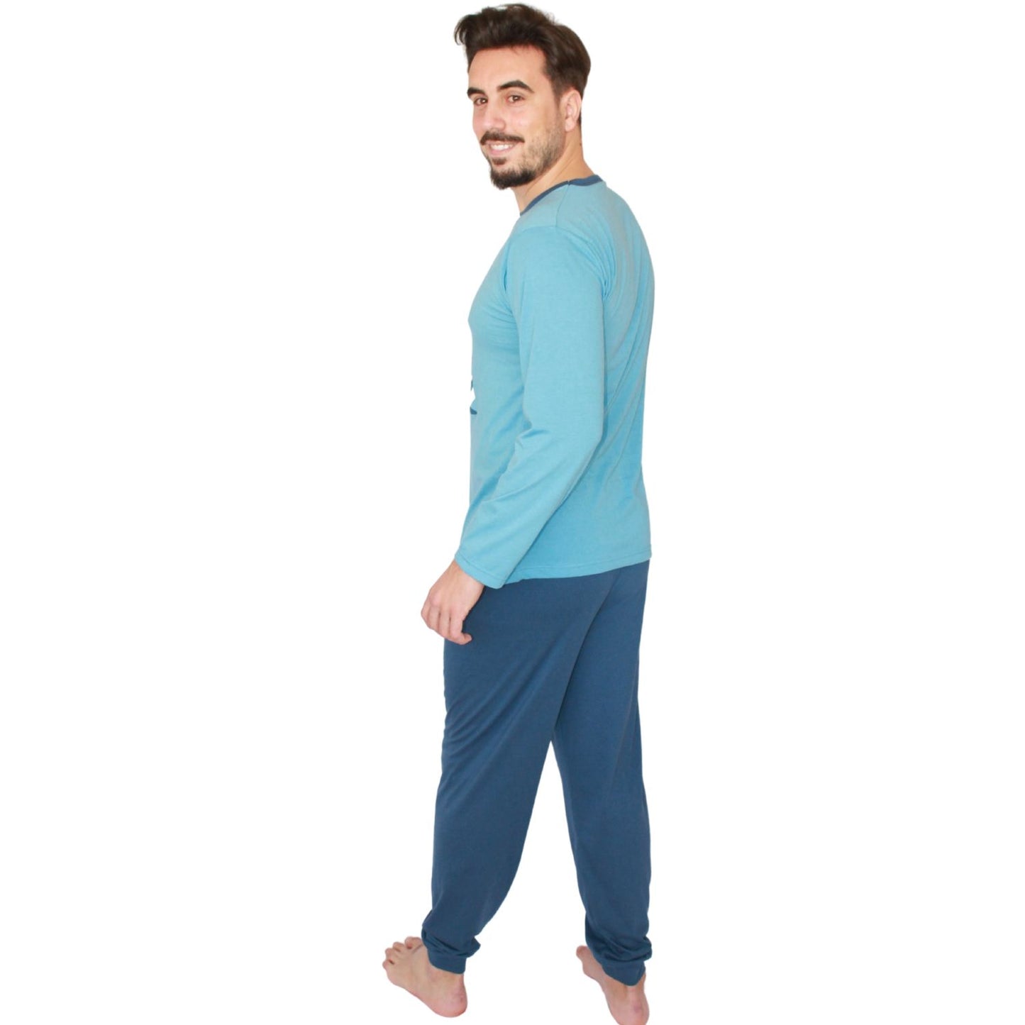 Loja Do Pijama Homem Manga Comprida New York Azul