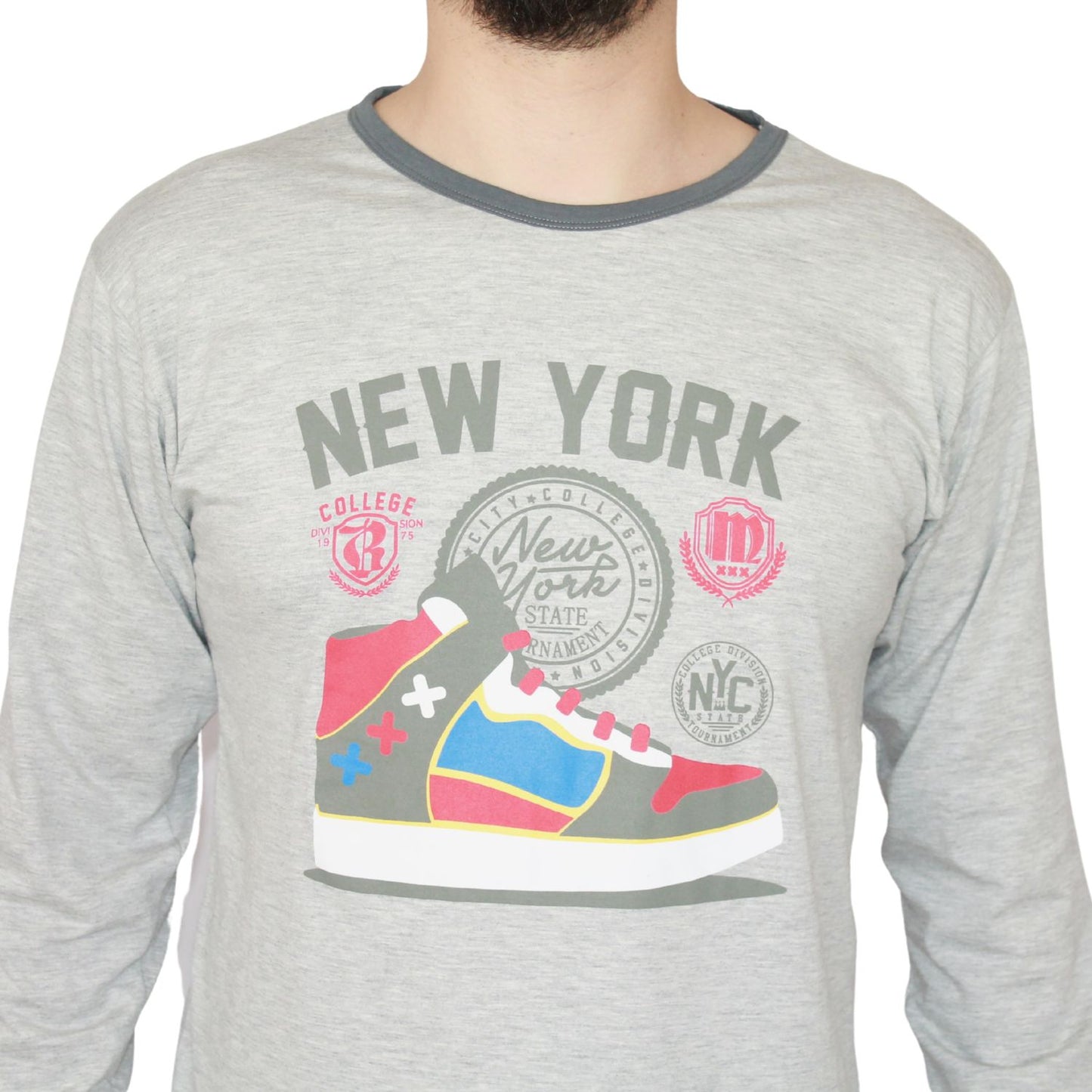 Loja Do Pijama Homem Manga Comprida New York Cinzento