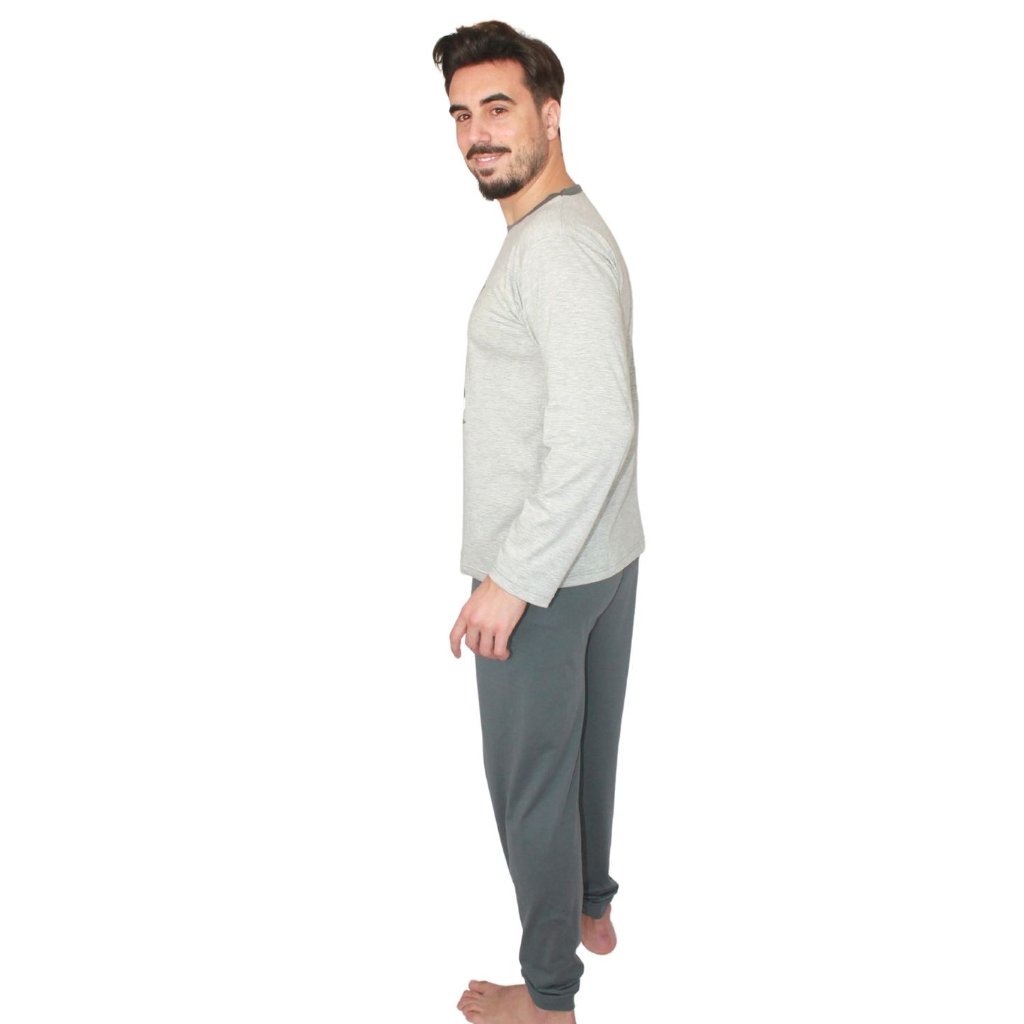 Loja Do Pijama Homem Manga Comprida New York Cinzento