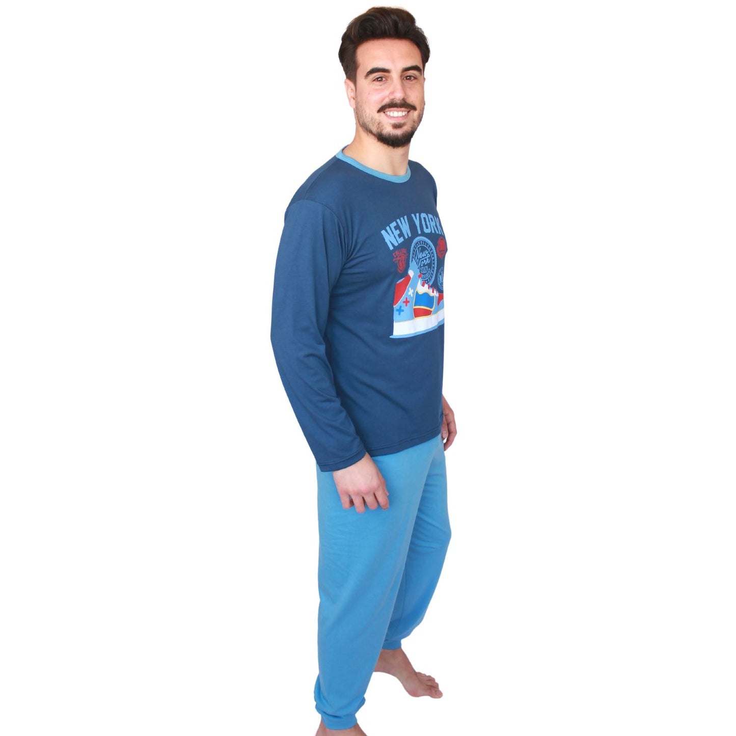 Loja Do Pijama Homem Manga Comprida New York Azul Marinho