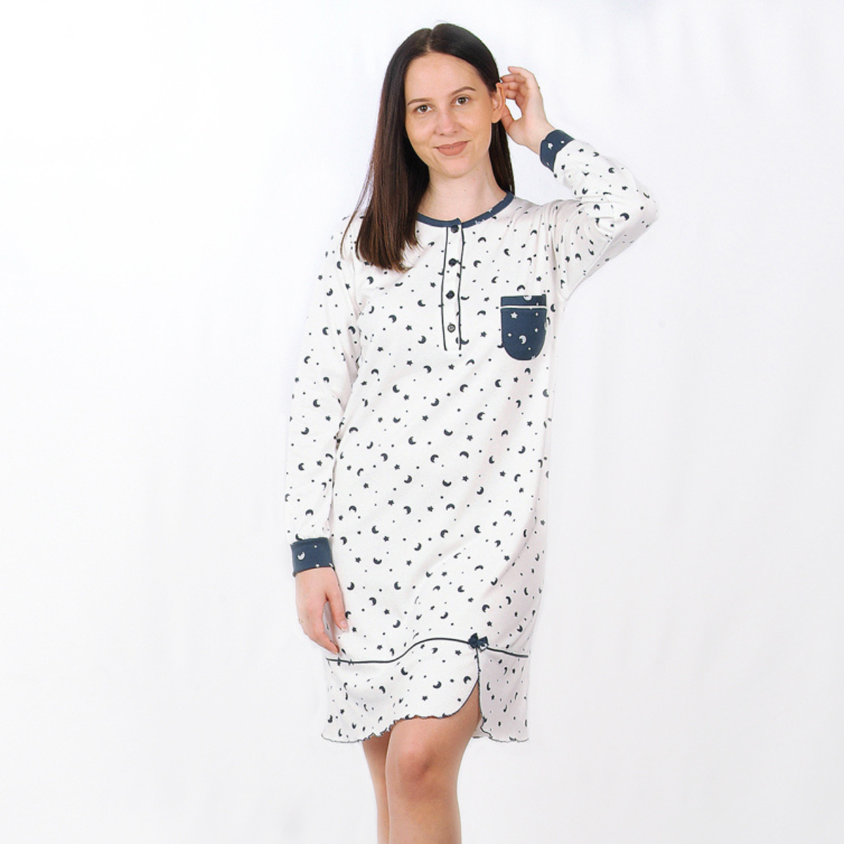 Desana | Camisa de Maternidade Manga Comprida – Mulher – Azul