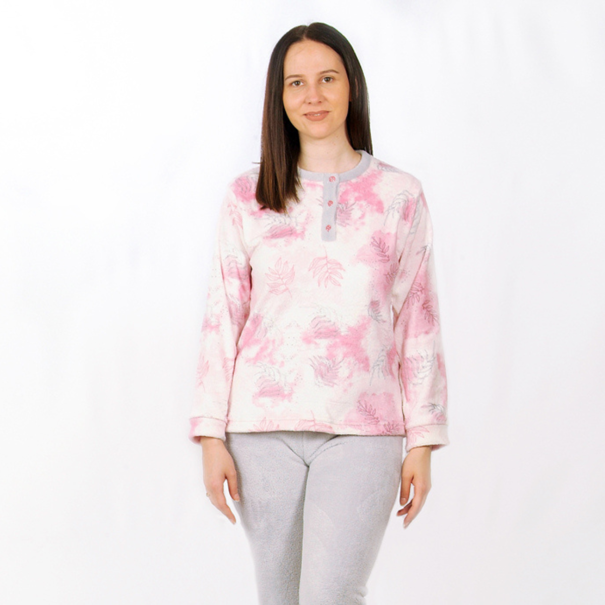 Desana | Pijama Mulher - Coralina - Manga Comprida - Cinzento