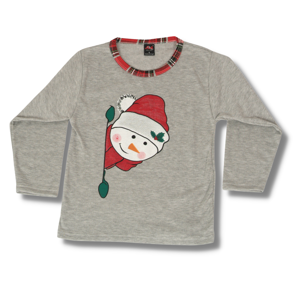Loja do Pijama | Pijama de Natal Cardado– Manga Comprida – Criança – Vermelho